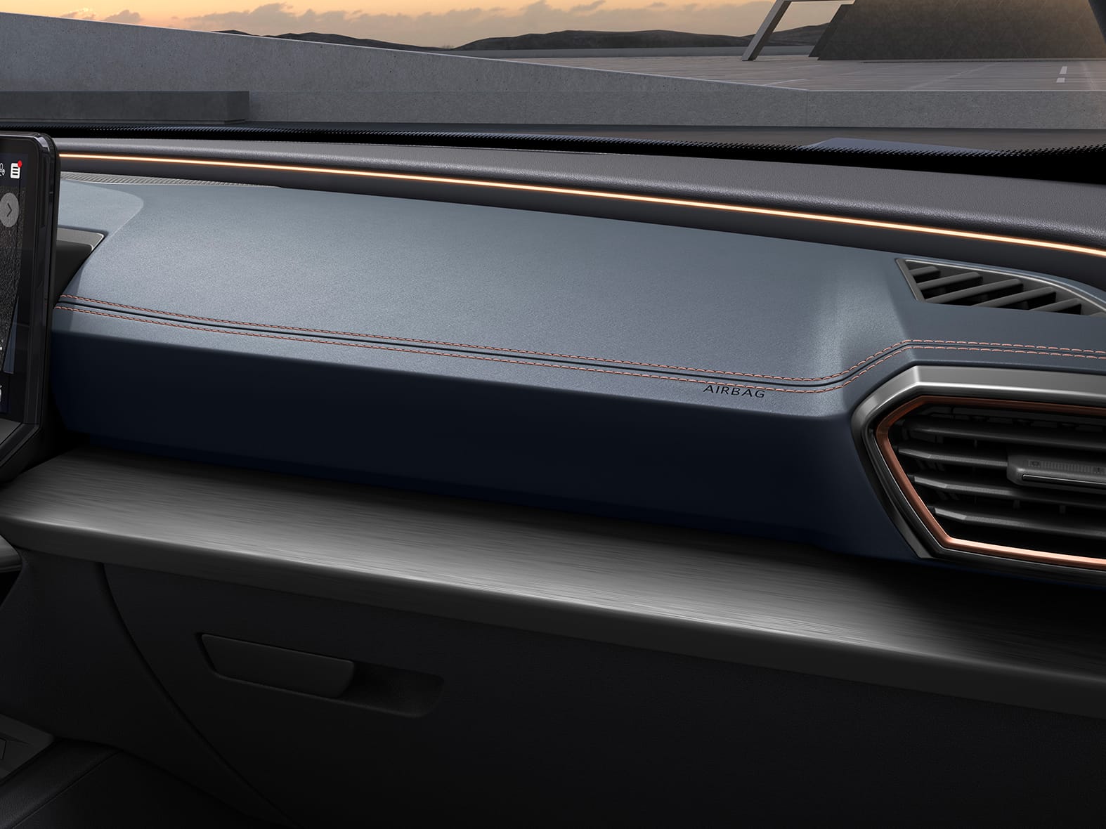 cupra formentor z pokrytą skórą deską rozdzielczą w kolorze petrol blue 