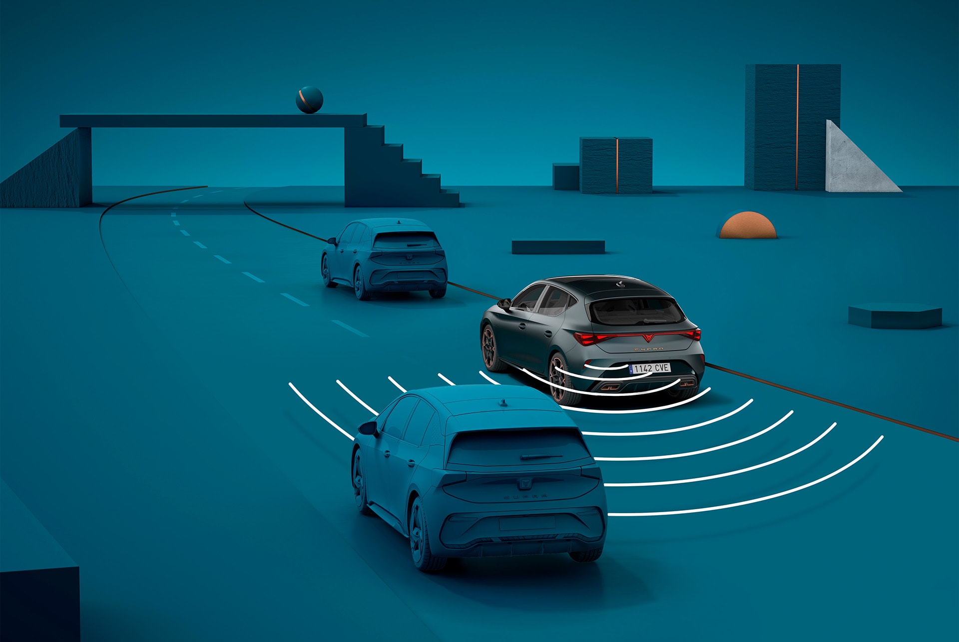 CUPRA Leon z funkcjami, jak Side Assist, Exit Assist i Exit Warning.